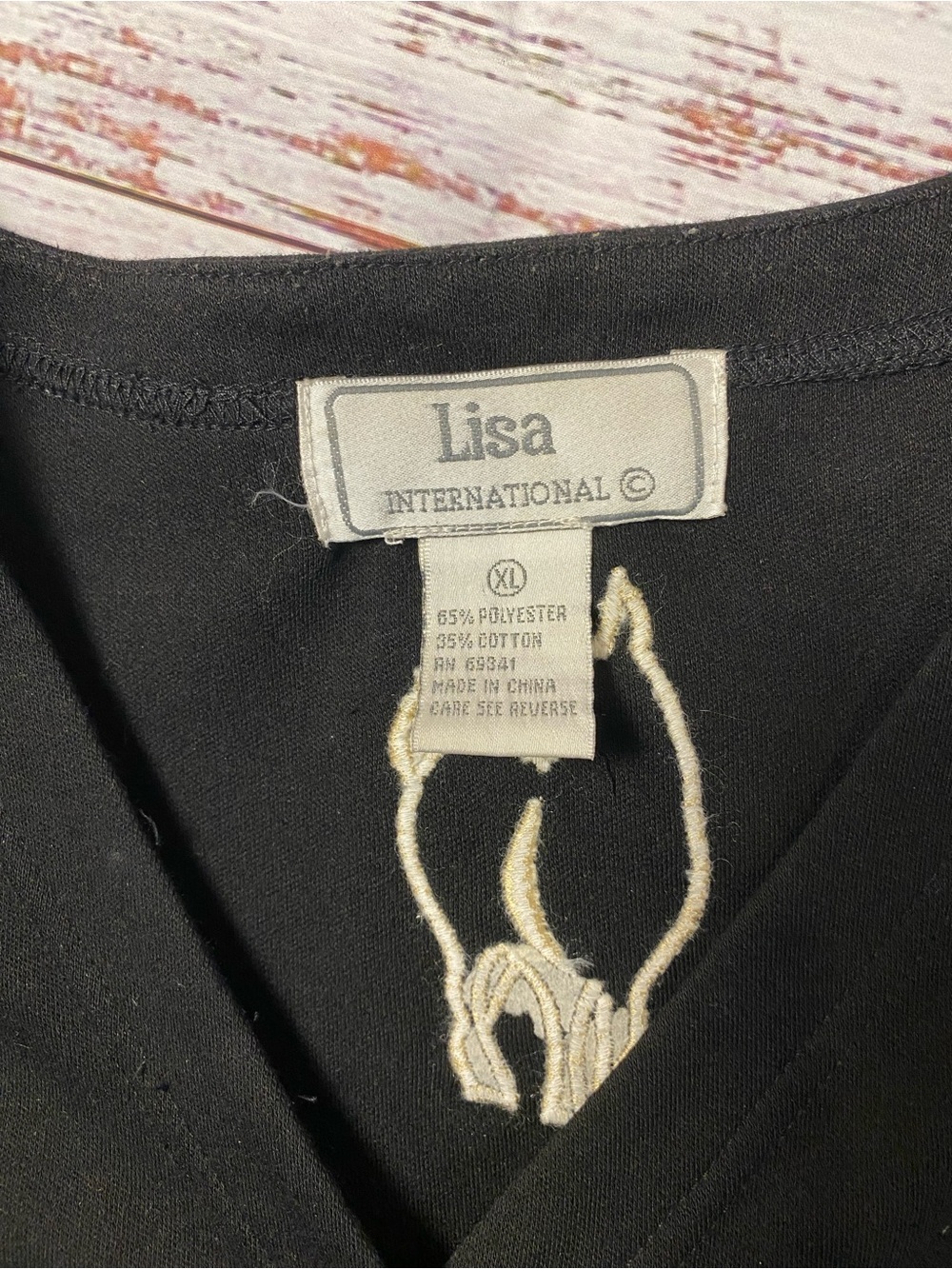 Lisa International Black Top and Cardigan Set with Gold Zebra Embroidery Sz-XL - Picture 6 of 8